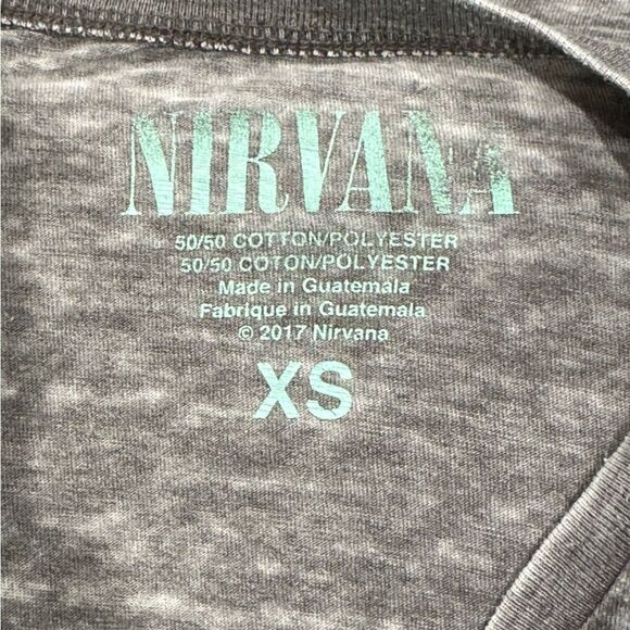 Nirvana Cold Shoulder Acid Wash Lightweight Tee Shirt Women’s XS - Picture 2 of 3